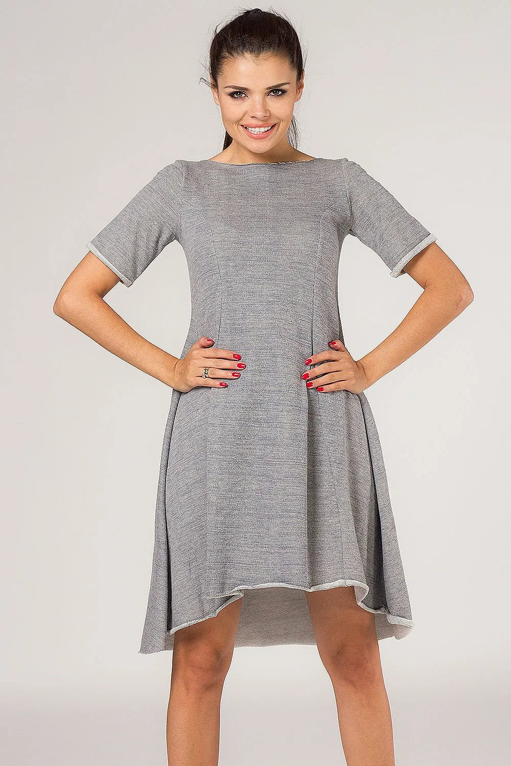 Minimalist Boat Neck Short Sleeves Day Dress