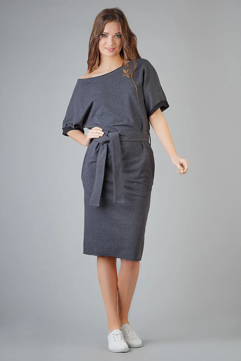 Minimalist Boat Neck Short Sleeves Day Dress