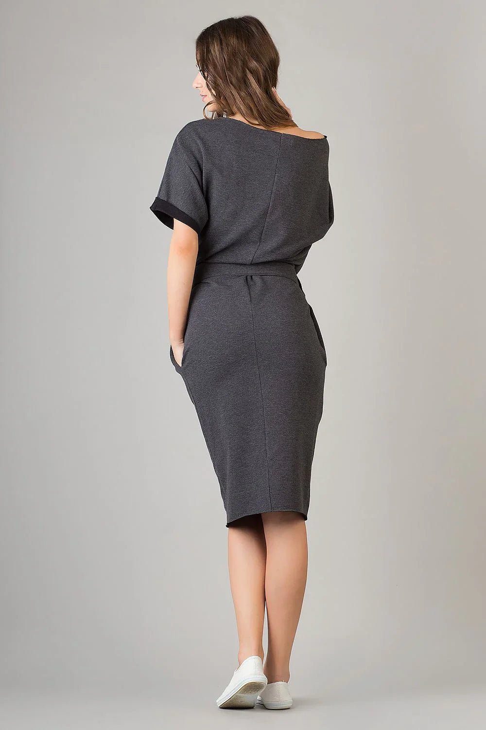 Minimalist Boat Neck Short Sleeves Day Dress