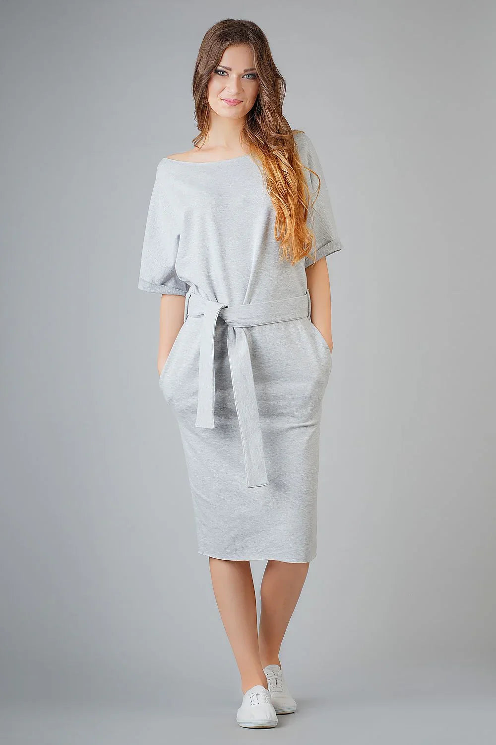 Minimalist Boat Neck Short Sleeves Day Dress
