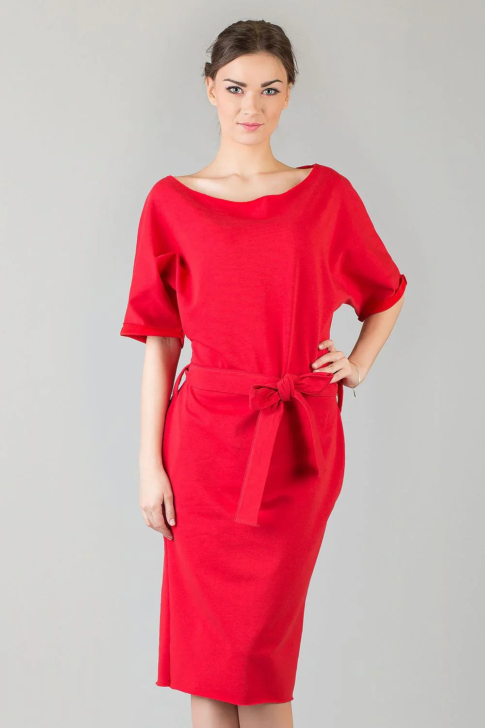 Minimalist Boat Neck Short Sleeves Day Dress