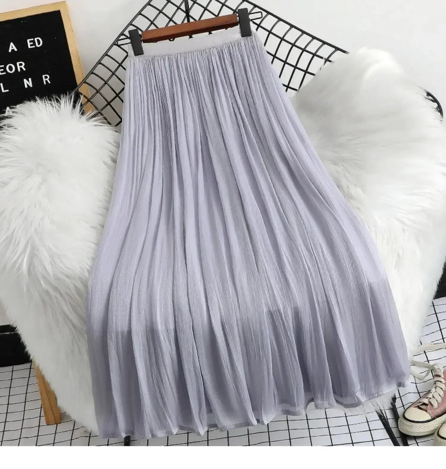 Minimalist Solid Color A-Line Skirt -Guocali