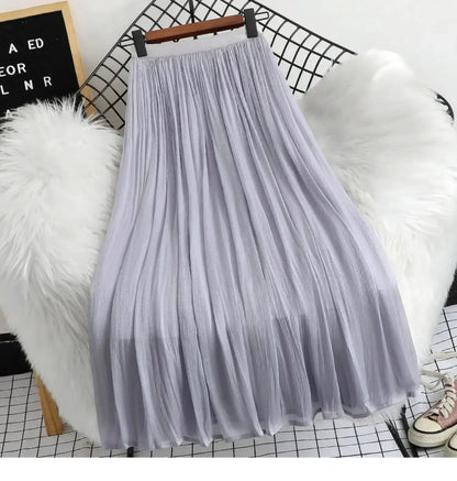 Minimalist Solid Color A-Line Skirt -Guocali