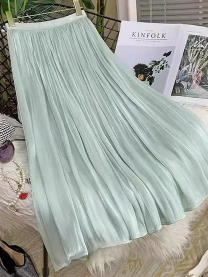 Minimalist Solid Color A-Line Skirt -Guocali