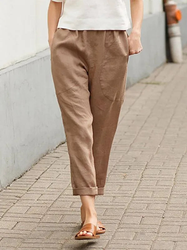 Minimalist Women's Trousers – Mid Rise Breathable -Guocali