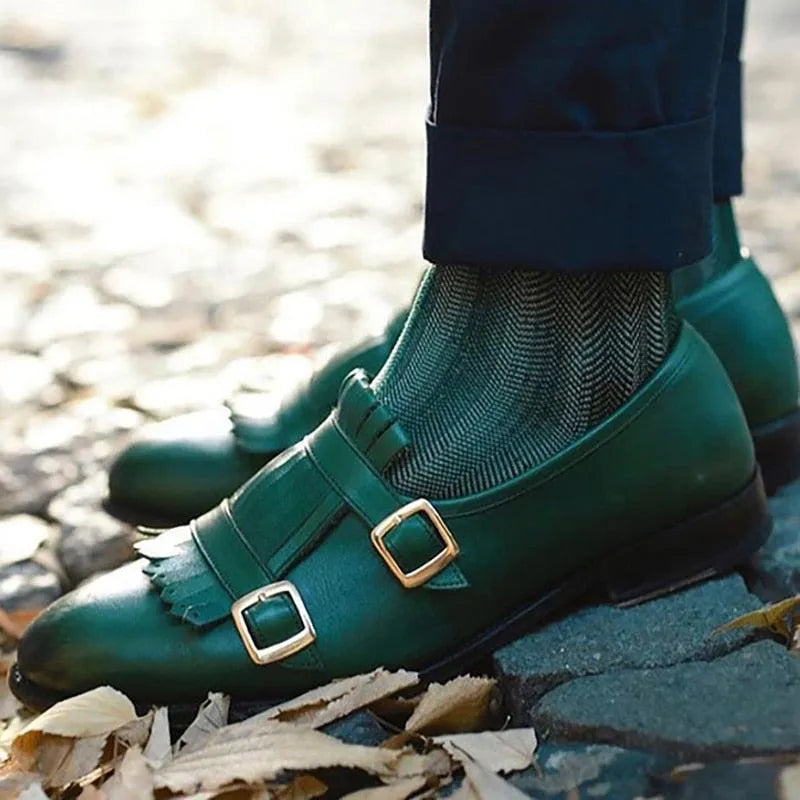 Men Kiltie Dress Loafers - Buckles, Straps Monk Strap Formal Dress Shoes