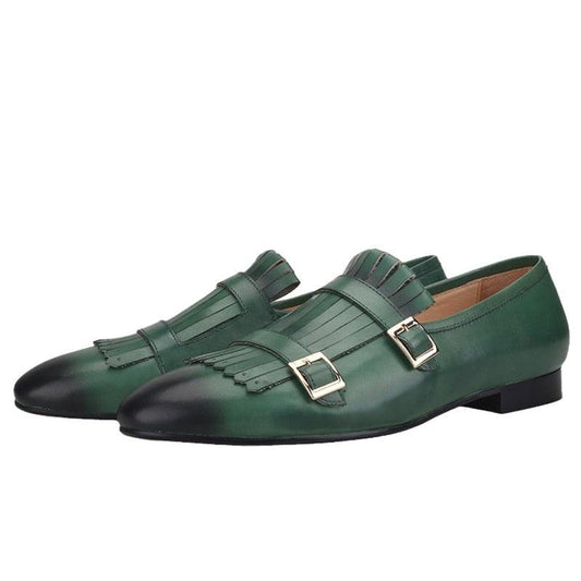 Multicolor Monk Strap Leather Loafers - Men Shoes - Loafer Shoes - Guocali