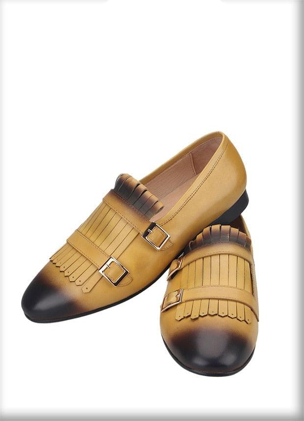 Multicolor Monk Strap Leather Loafers - Men Shoes - Loafer Shoes - Guocali
