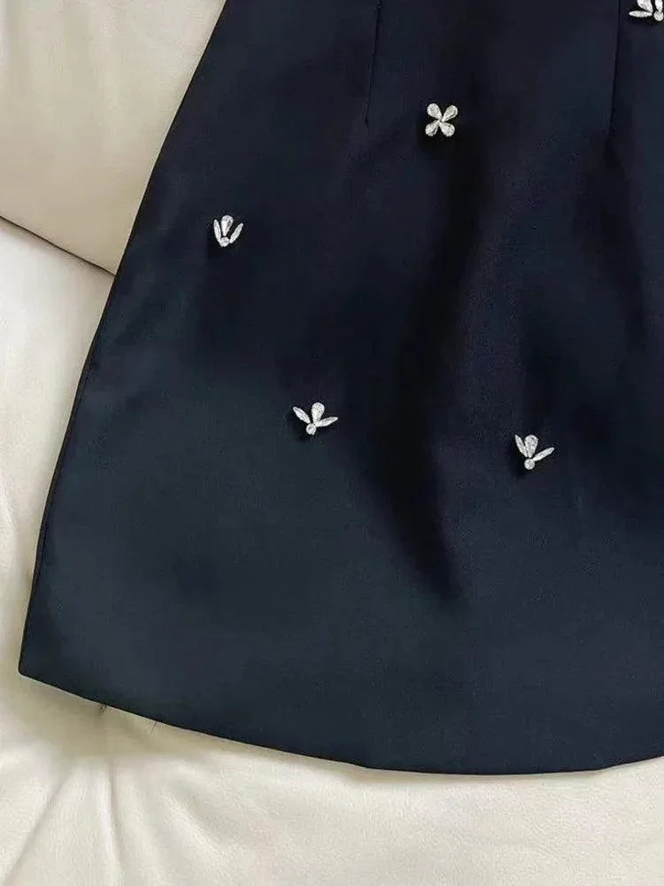 O-Neck Diamond Hollow-Out A-Line Dress -Guocali