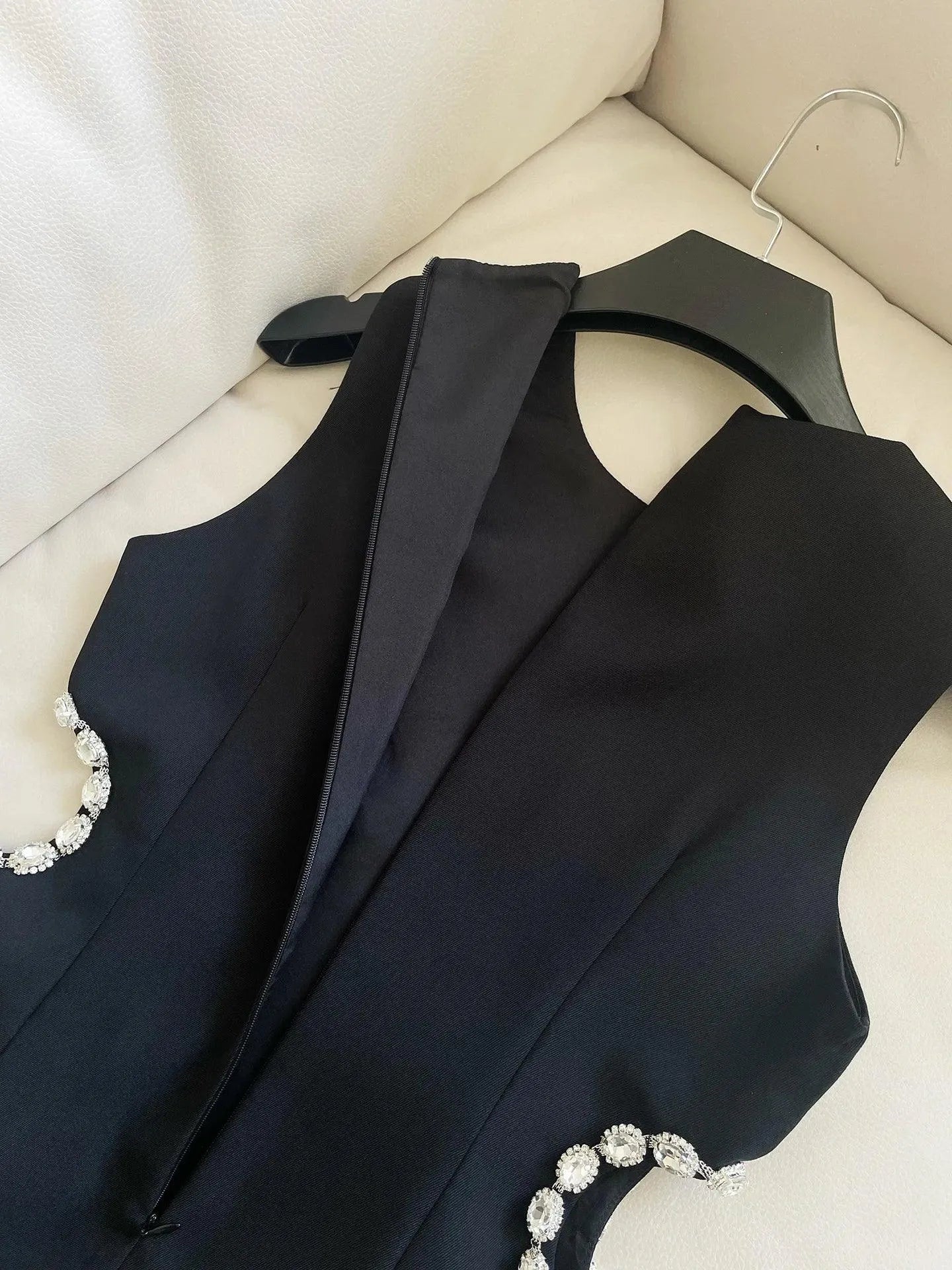 O-Neck Diamond Hollow-Out A-Line Dress -Guocali