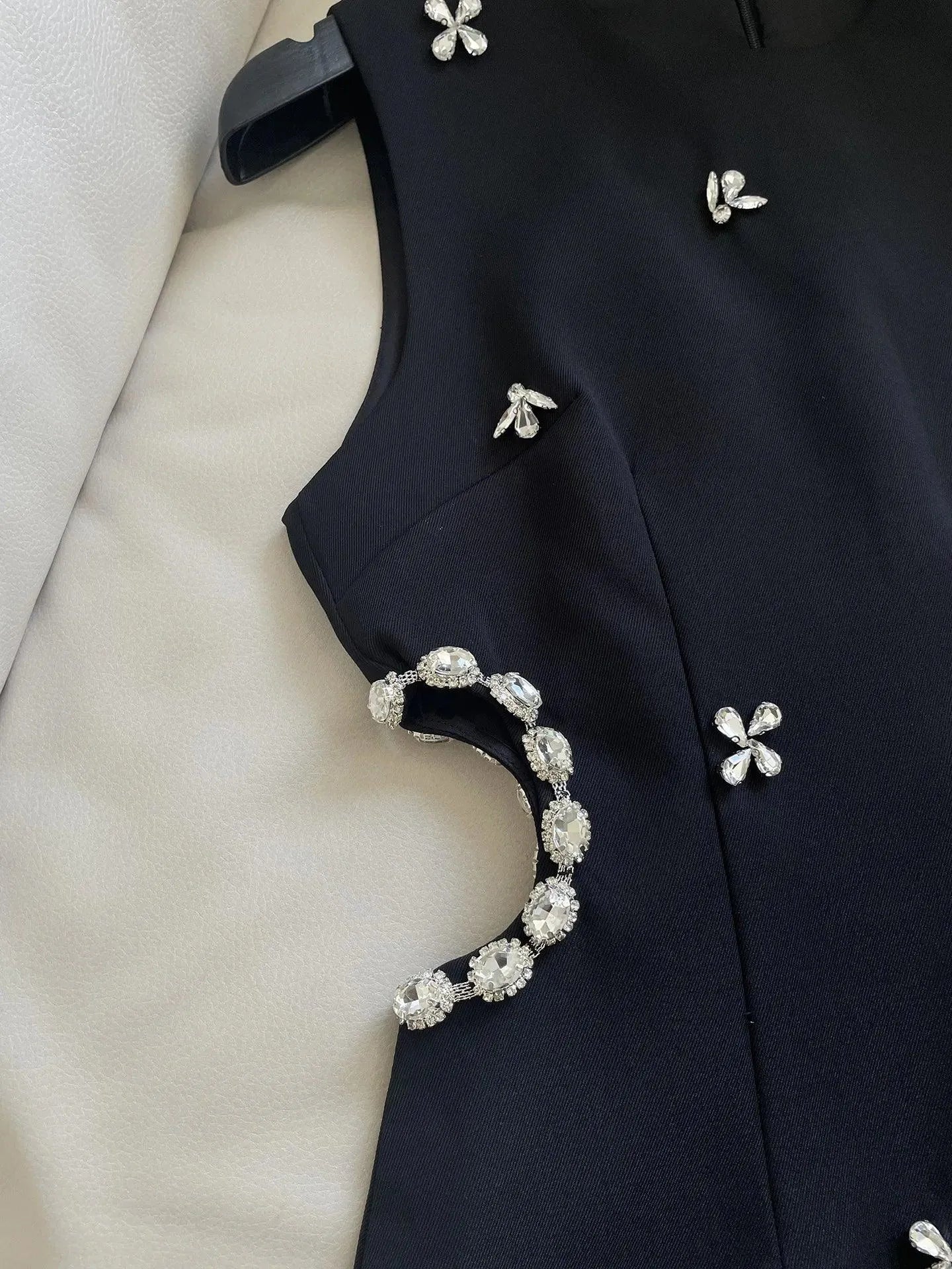 O-Neck Diamond Hollow-Out A-Line Dress -Guocali