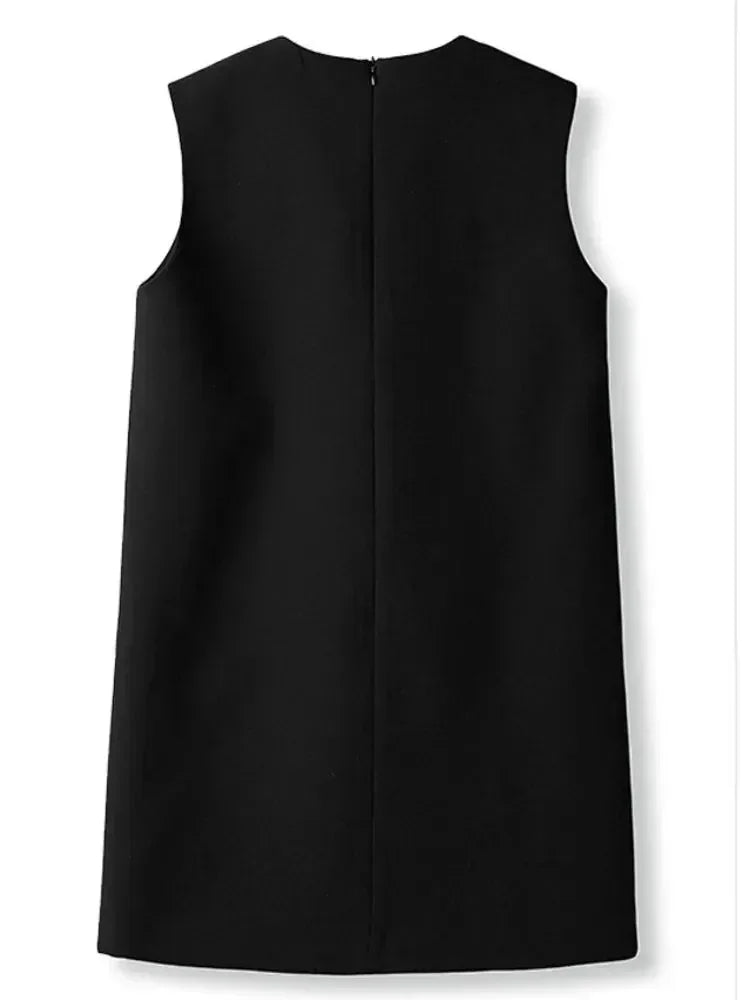 O-Neck Sleeveless Bow Beading Short Dress -Guocali