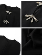 O-Neck Sleeveless Bow Beading Short Dress -Guocali