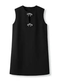 O-Neck Sleeveless Bow Beading Short Dress -Guocali