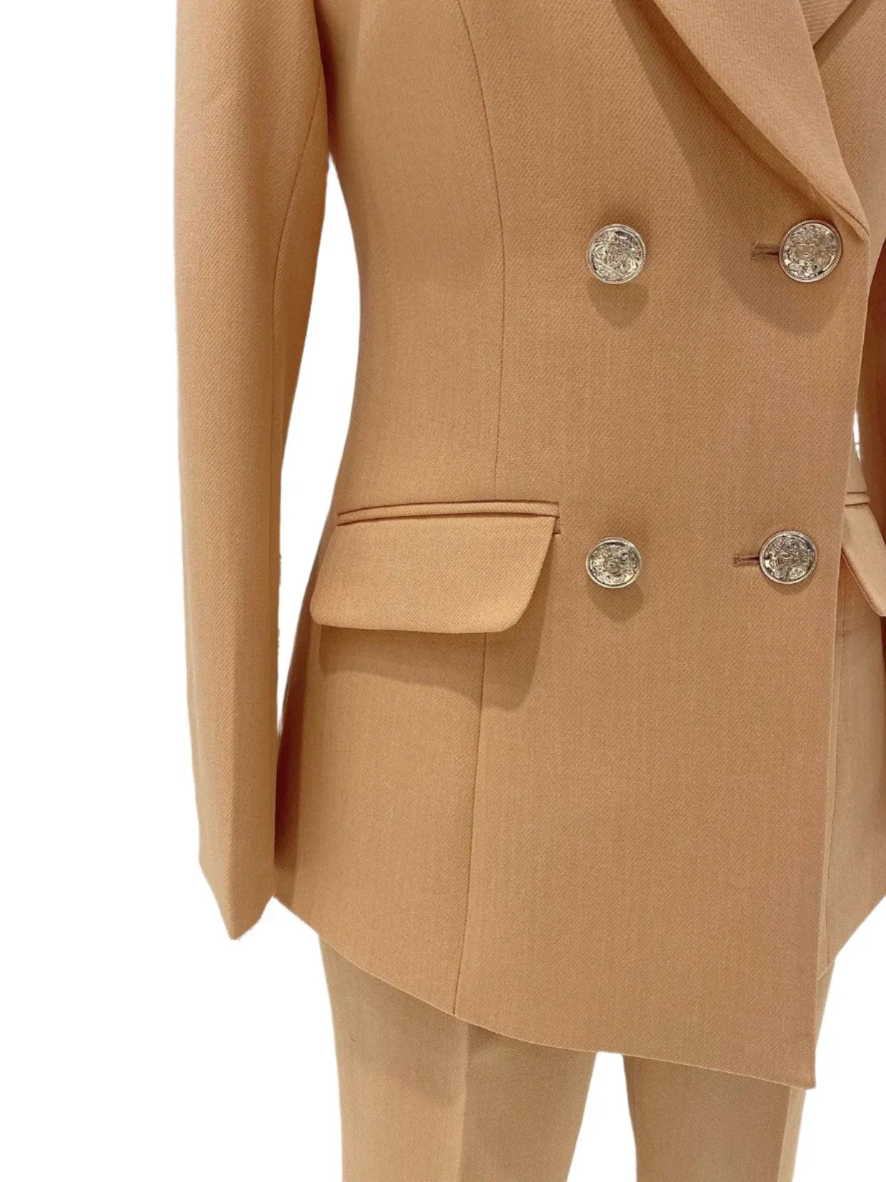 Orange Women Pant Suit - Double Breasted Trouser Suit -Guocali