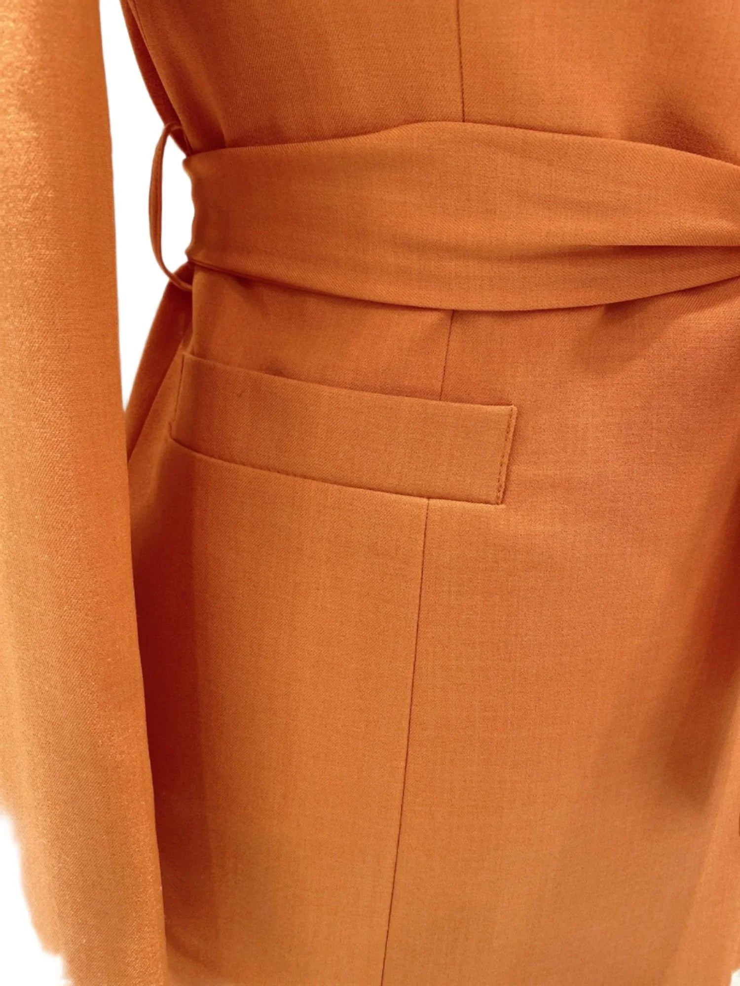 Orange Women Pant Suit - Wide Leg Belted Trouser Suit -Guocali