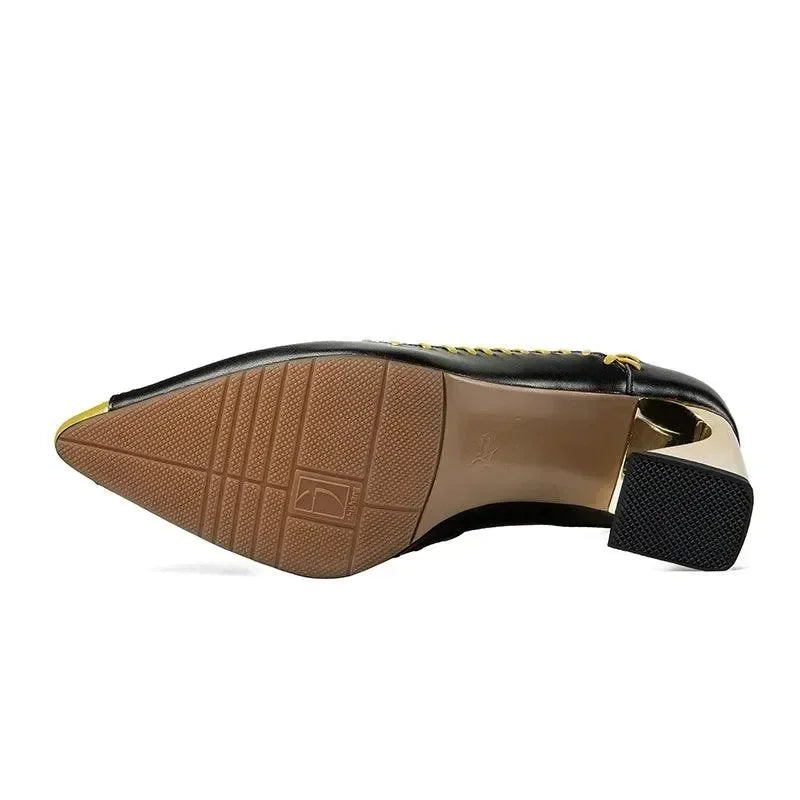 Patchwork Leather High Heels Women Pumps -Guocali