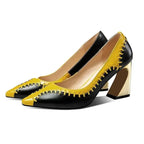 Patchwork Leather High Heels Women Pumps 8842082910539