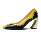 Patchwork Leather High Heels Women Pumps 8842082910539