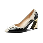 Patchwork Leather High Heels Women Pumps 8842082910539