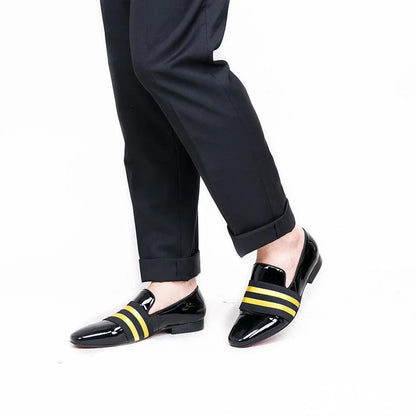 Men Dress Apron Toe Loafers - Slip-On Flat Formal Dress Shoes