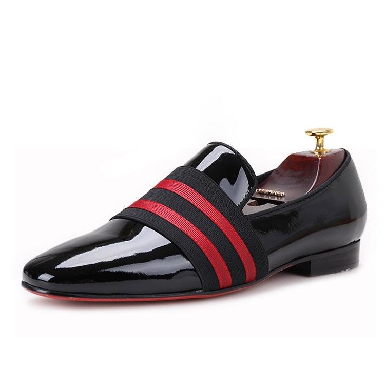 Patent Leather Men Loafers With Ribbon - Men Shoes - Loafer Shoes - Guocali