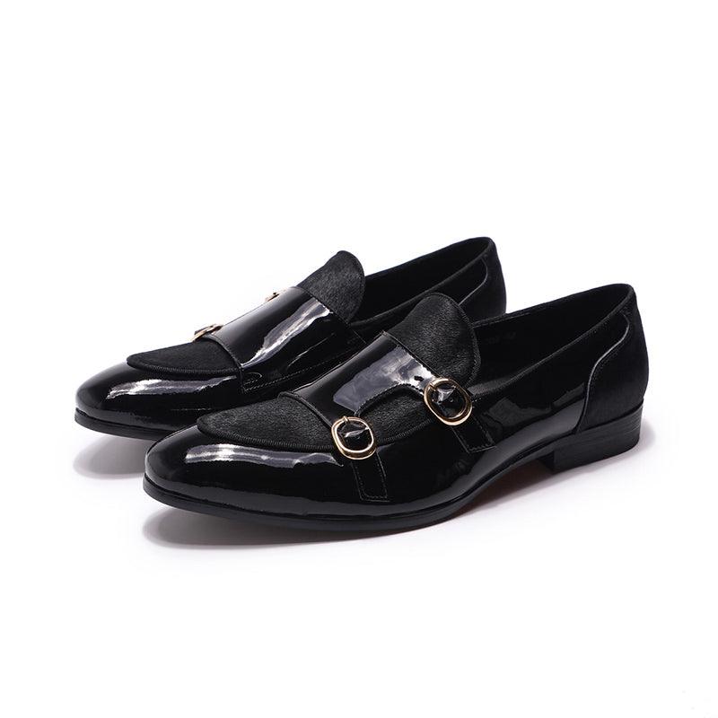 Patent Leather Monk Strap Formal Loafers - Men Shoes - Loafer Shoes - Guocali