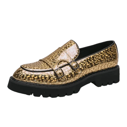 Men Casual Chunky Dress Loafers - Buckles Straps Monk Strap Formal Dress Shoes