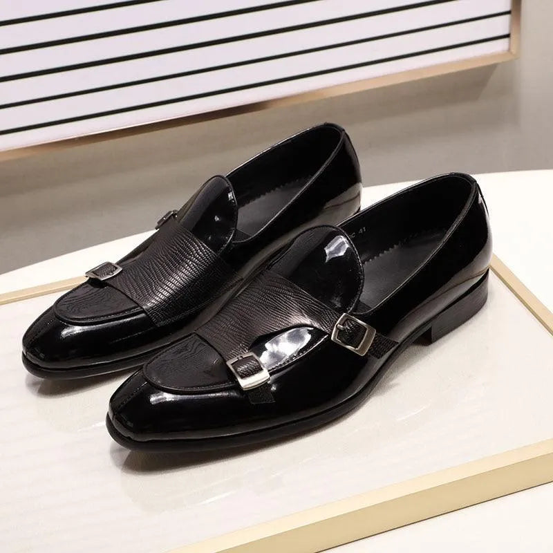 men loafers - patent leather, leather, rubber