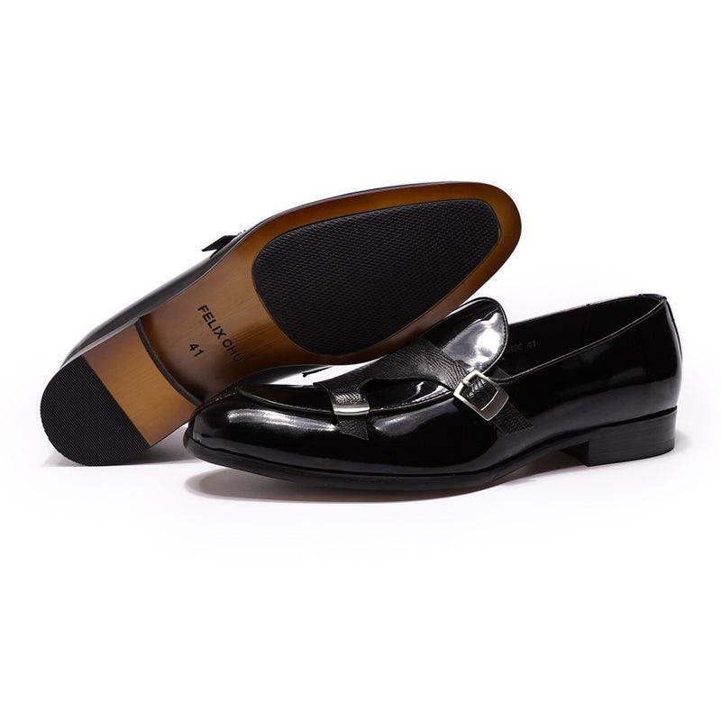 Patent Leather Monk Strap Men Loafers - Men Shoes - Loafer Shoes - Guocali