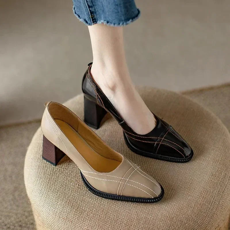 Patent Leather Round Toe Women Pumps -Guocali