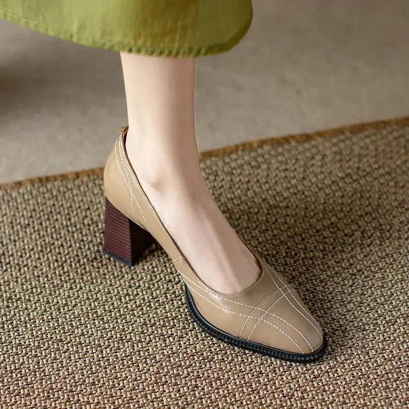 Patent Leather Round Toe Women Pumps -Guocali