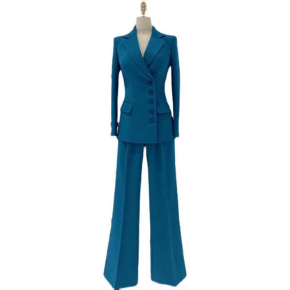 Peacock Style Pant Suit - Wide Leg Women Trouser Suit -Guocali
