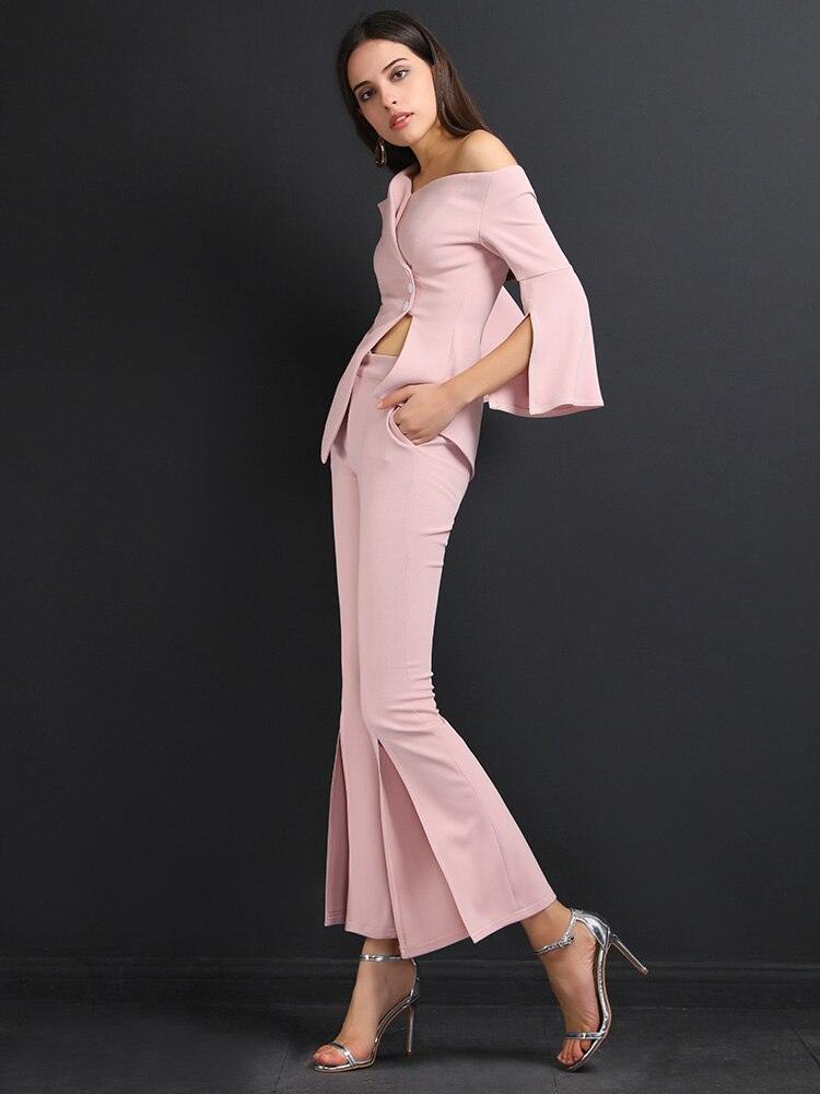 Pink Pant Suit With Detachable Veil - Women Trouser Suits - Trouser Suit - Pantsuit - Guocali