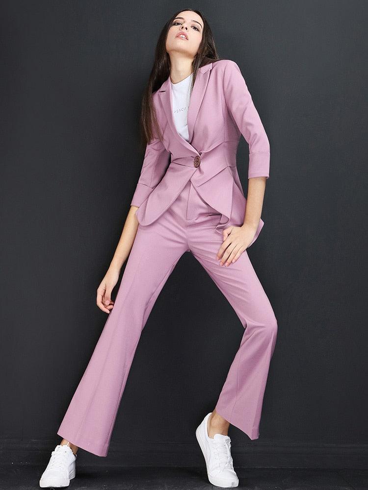 Pink Pant Suits For Ladies - Women Trouser Suits - Trouser Suit - Pantsuit - Guocali