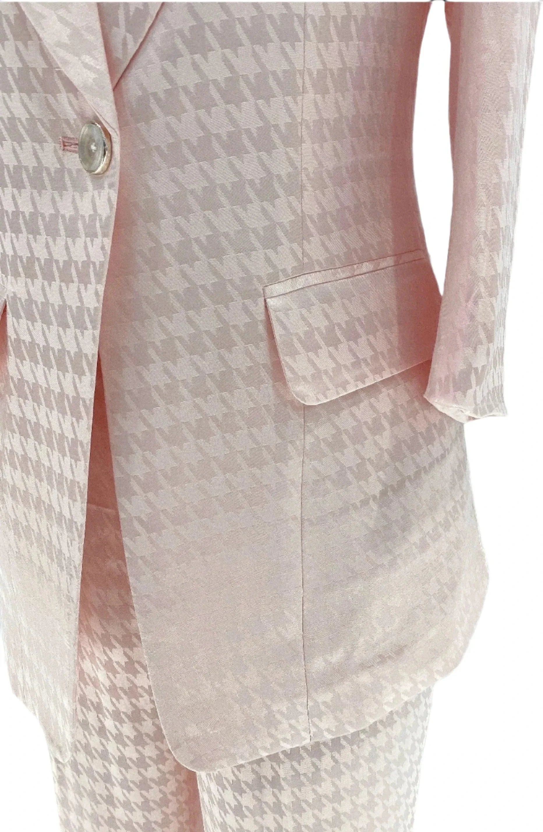 Pink Plaid Pant Suit - Thin Fabric - Elegant Feel -Guocali