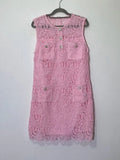 Pink Sleeveless Lace Short Dress -Guocali