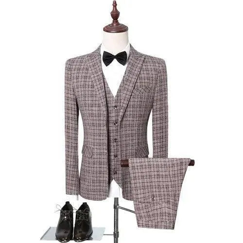 Plaid 3-Piece Suit for Men -Guocali