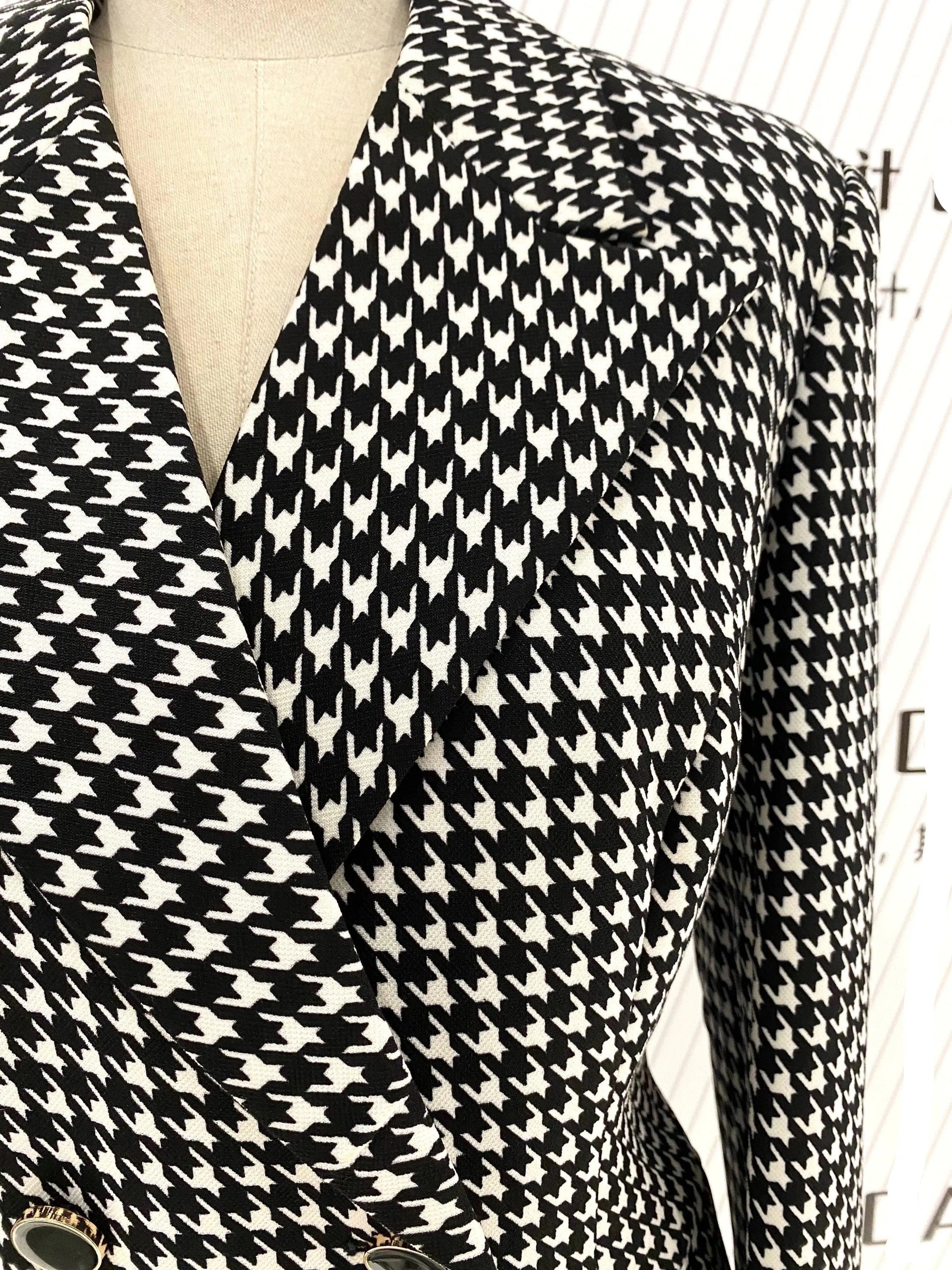 Plaid Double Breasted Women Pant Suit -Guocali