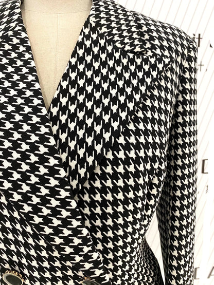 Plaid Double Breasted Women Pant Suit -Guocali