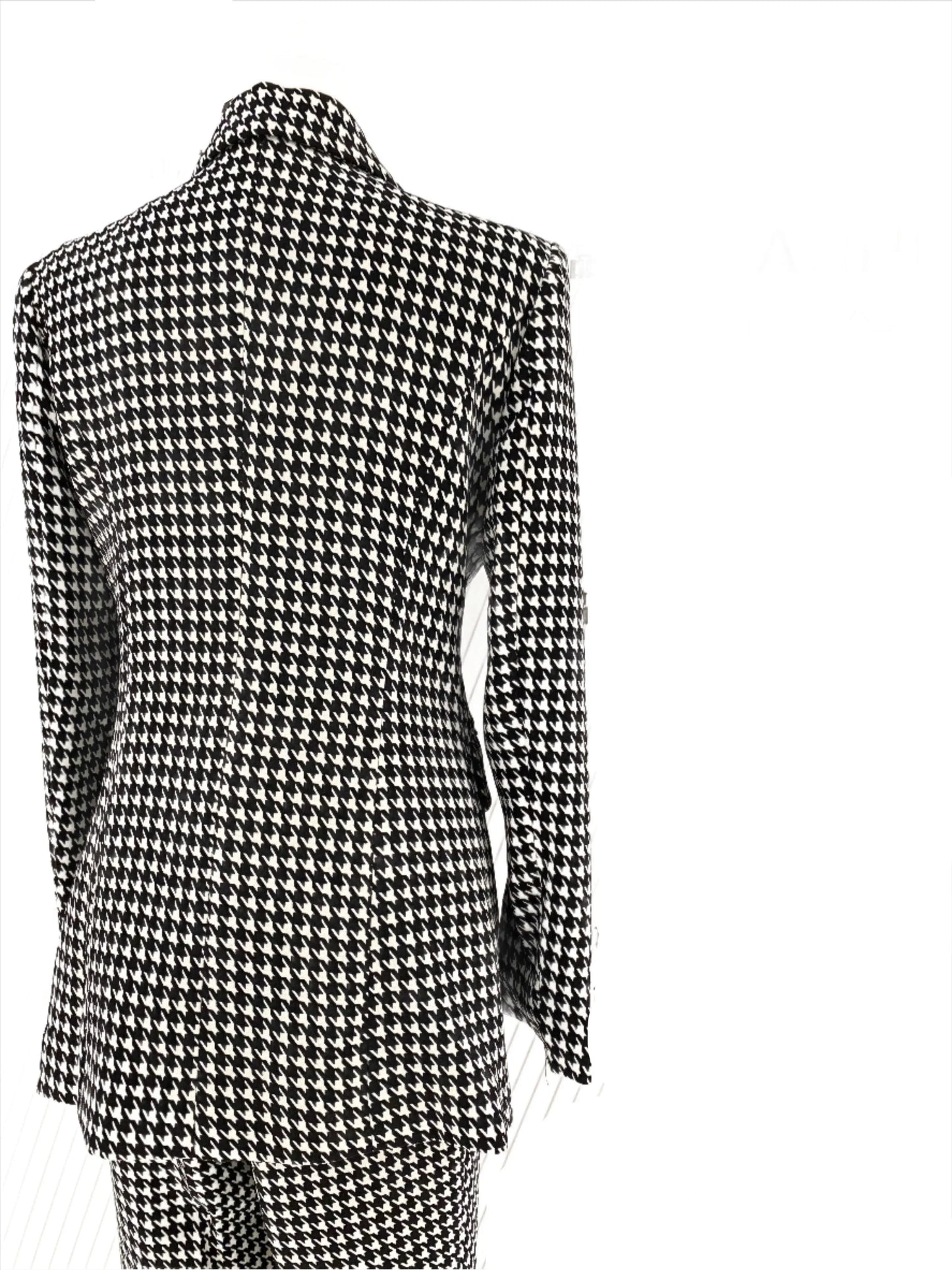 Plaid Double Breasted Women Pant Suit -Guocali