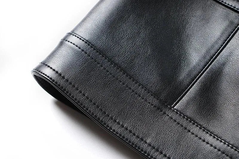 Plaid Mini Skirt - Women Leather Skirt -Guocali