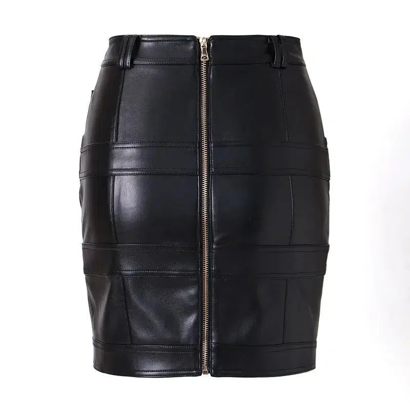 Plaid Mini Skirt - Women Leather Skirt -Guocali