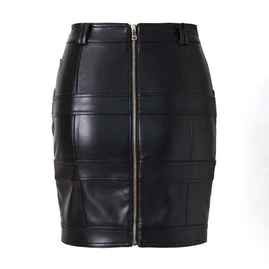 Plaid Mini Skirt - Women Leather Skirt -Guocali