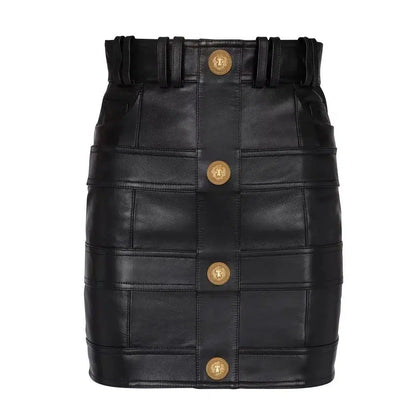 Plaid Mini Skirt - Women Leather Skirt - Mini Skirt - Guocali