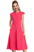 Pleated Midi Work Dress Elegant Office Style-Day Dress-GUOCALI