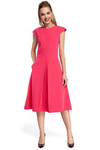 Pleated Midi Work Dress Elegant Office Style-Day Dress-GUOCALI