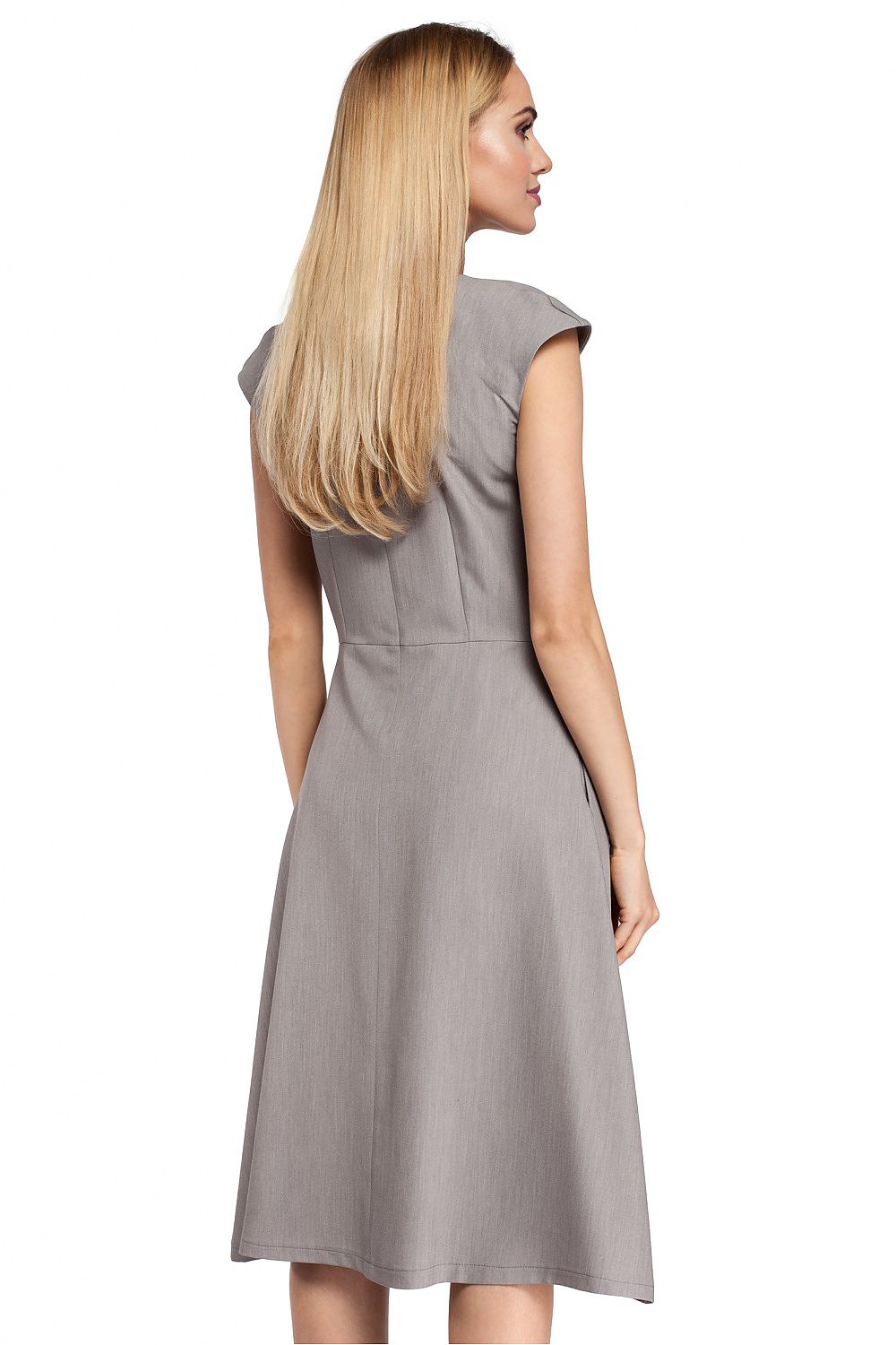 Pleated Midi Work Dress Elegant Office Style-Day Dress-GUOCALI