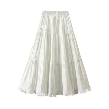 Pleated Patchwork A-Line Long Skirt -Guocali