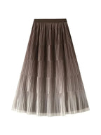 Pleated Skirt Women Gradient - A-Line Loose Midi Women Skirt